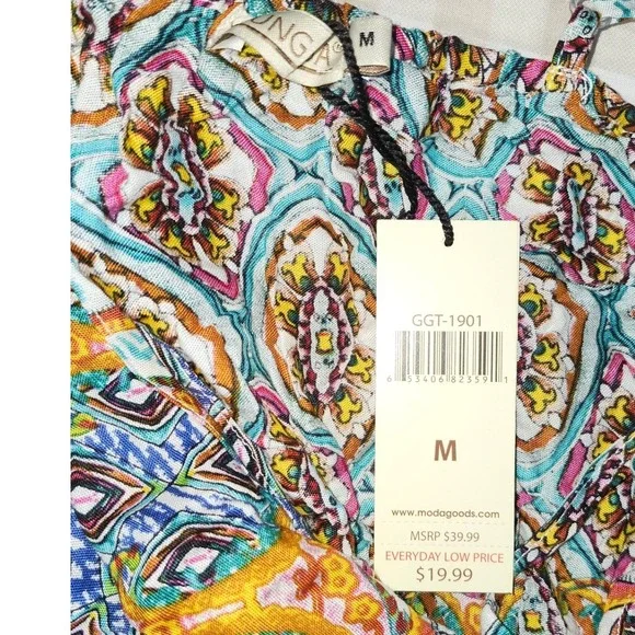 Moda Goods Womens Boho Medallion Print Romper Multi-Color Medium NWT - Picture 3 of 3